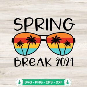 Spring Break 2024 Retro SVG file for beach vacation cricut svg