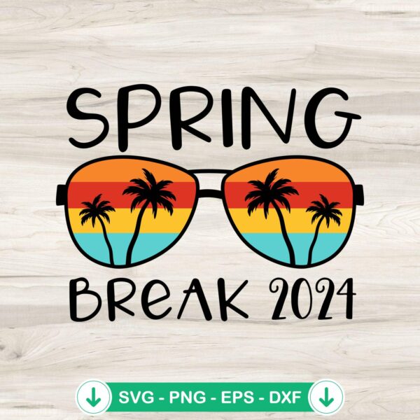 Spring Break 2024 Retro SVG file for beach vacation cricut svg