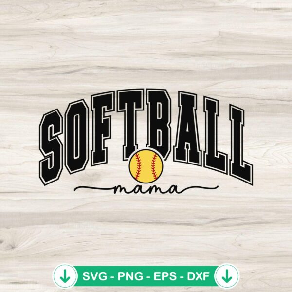 Softball Mama Retro Varsity Mom SVG file for Cricut