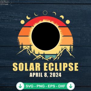 Solar Eclipse April 8 2024 vintage SVG file for Cricut cutting