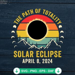 Vintage The Path Of Totality svg file for solar eclipse