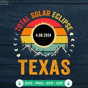 Total Solar Eclipse Texas Vintage SVG file for cutting machines