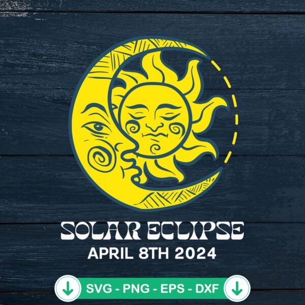 Moon Sun Solar Eclipse 2024 SVG file for cricut cutting machine