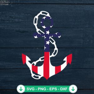 American Flag Patriotic Anchor SVG file for Cricut cutting
