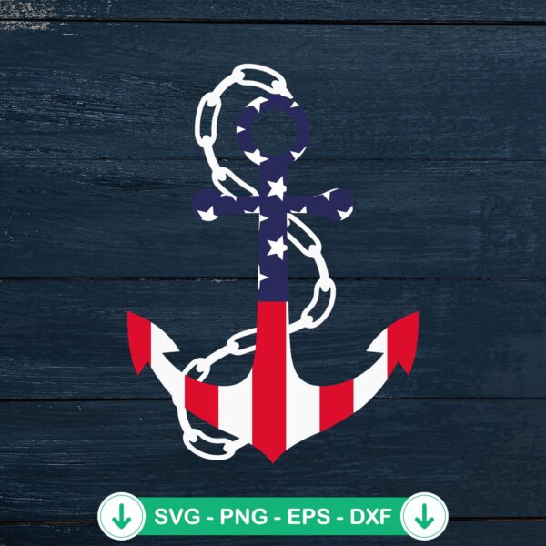 American Flag Patriotic Anchor SVG file for Cricut cutting