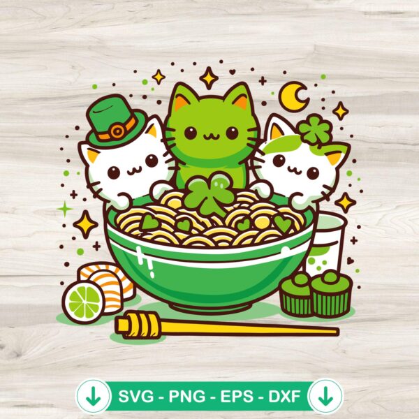 Irish Ramen Cute Cats Anime SVG file for cutting machines