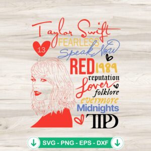 Taylor Swift Albums SVG file for Cricut cutting machine