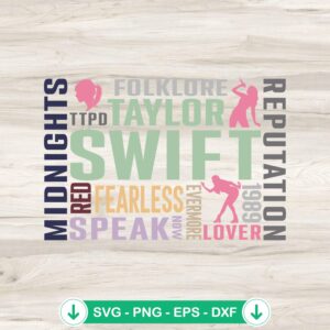 Taylor Swift Albums Compilation SVG file for cutting machines