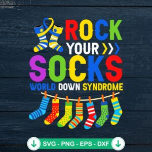Retro Rock Your Socks SVG file for World Down Syndrome Day