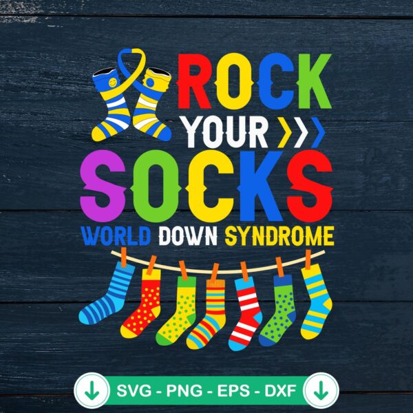 Retro Rock Your Socks SVG file for World Down Syndrome Day