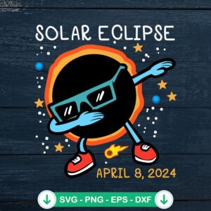 Dabbing Sun Solar Eclipse 2024 svg file for cricut cutting