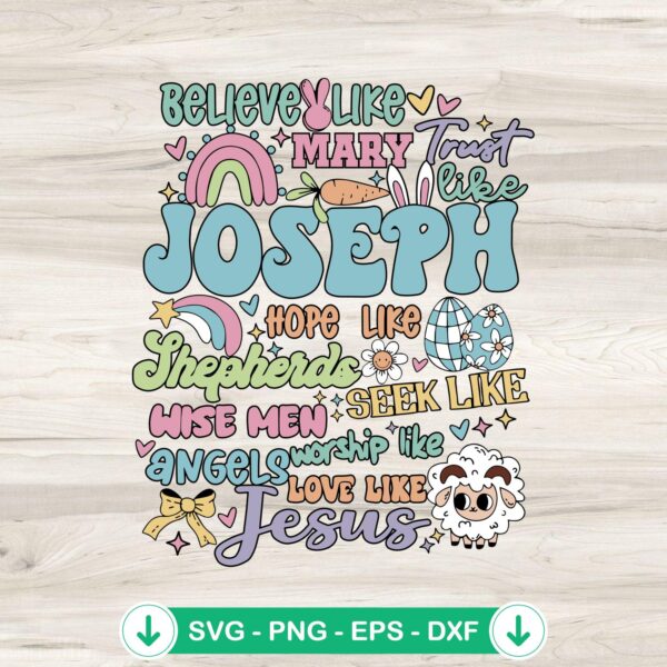 Believe Like Mary Retro SVG file for cutting machine