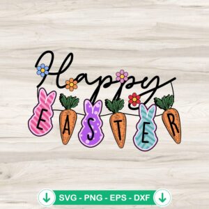 Happy Easter Bunnies And Carrots SVG file for Cricut cutting machine