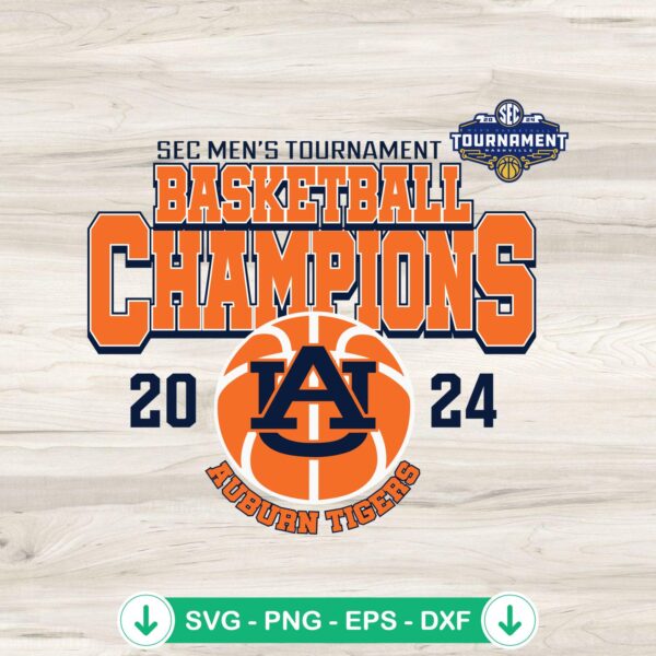 SEC Men's Tournament Basketball Champions SVG file for Auburn Tigers
