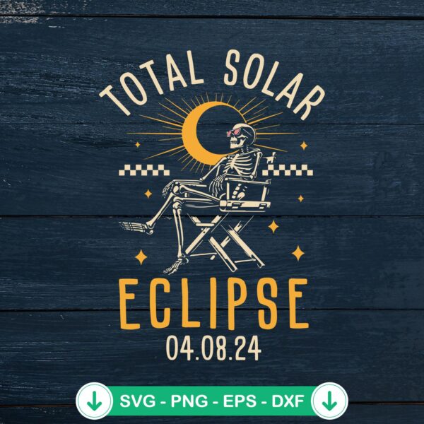 Skeleton Total Solar Eclipse 2024 svg file, cricut svg cut file