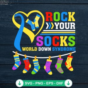 Rock Your Socks Retro SVG file for World Down Syndrome Day 2024