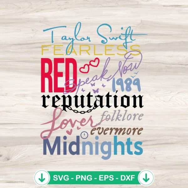 Taylor Swift Gift SVG file for Cricut - Swiftie Albums cut file