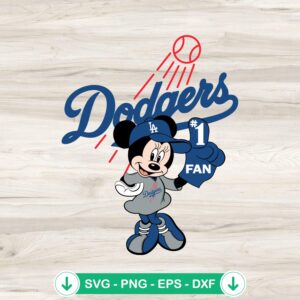 Minnie Mouse Dodgers fan SVG file for cricut cutting machine