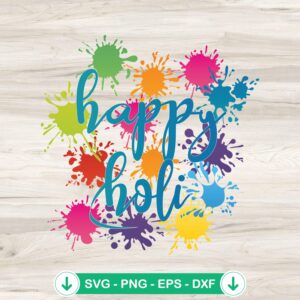 Happy Holi Colorful svg file for Cricut cutting machine