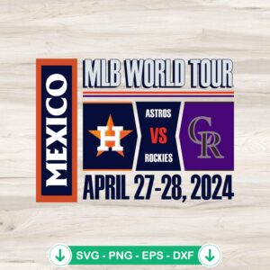 MLB World Tour Mexico Retro SVG file for Astros vs Rockies