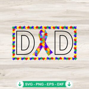 Cute Autism Dad Gifts SVG for Cricut cutting file featuring puzzle pieces