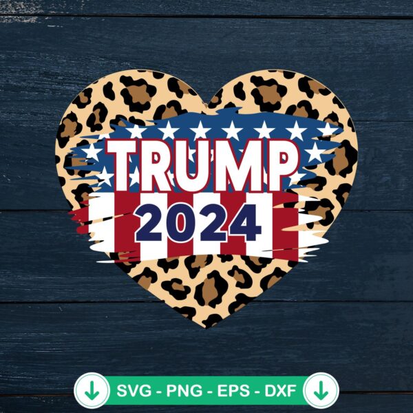 Trump 2024 Leopard Heart SVG file for Cricut cutting machine