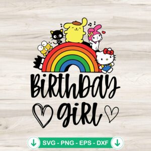 Hello Kitty Rainbow SVG file for birthday girl gift