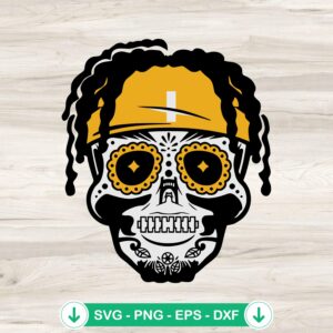 Justin Fields Sugar Skull svg file for Pittsburgh Steelers football