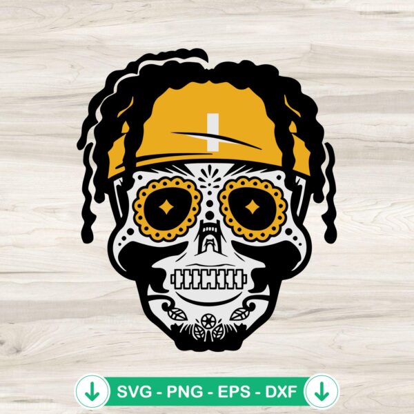 Justin Fields Sugar Skull svg file for Pittsburgh Steelers football