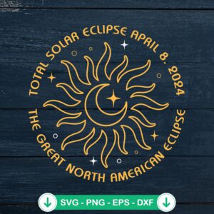 USA Total Solar Eclipse 2024 SVG file for Cricut cutting