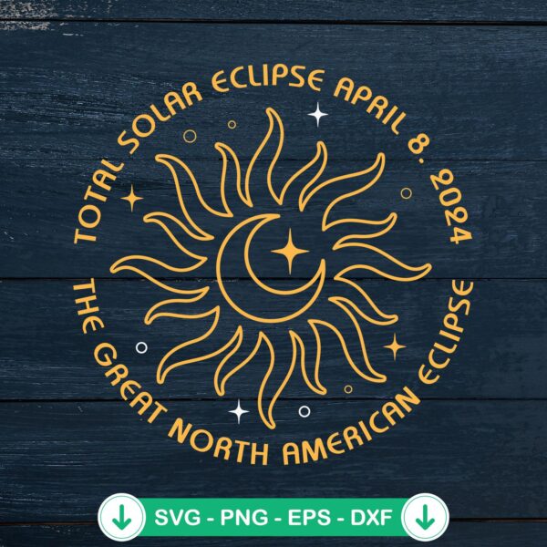 USA Total Solar Eclipse 2024 SVG file for Cricut cutting