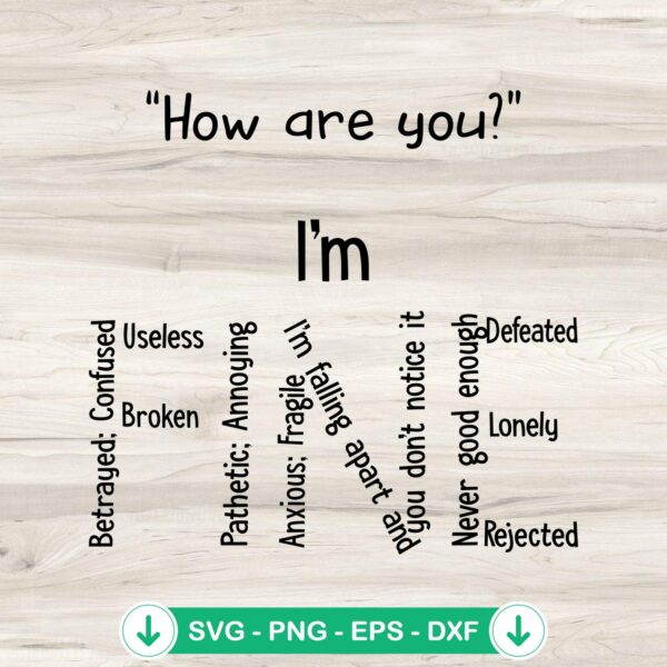 How Are You I'm Fine SVG file for mental health awareness
