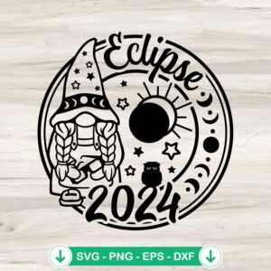 Gnome Solar Eclipse 2024 SVG file for Cricut cutting machine