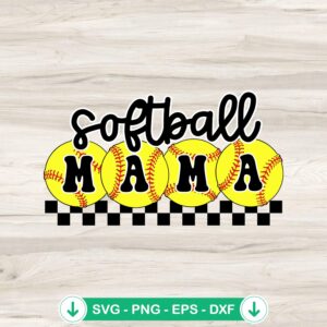 Softball Mama Retro Checkered SVG file for cutting machines