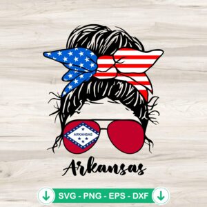 Arkansas Girl Messy Bun SVG file for cricut cutting machine