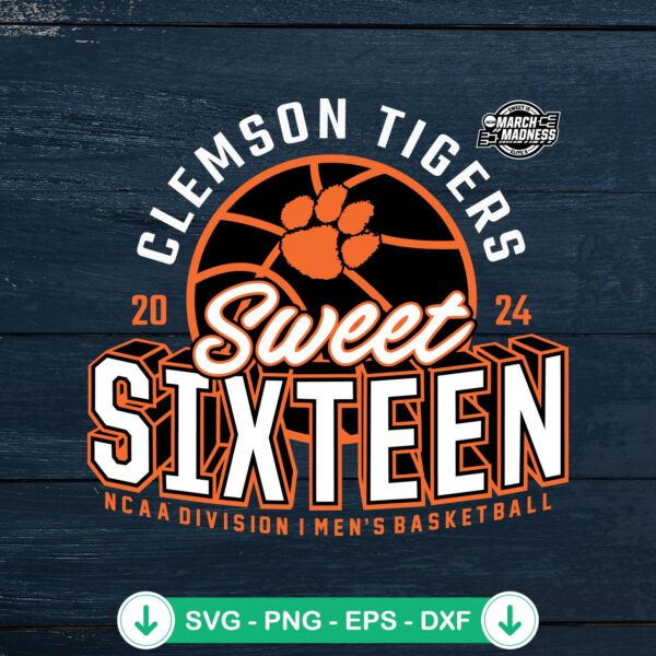 Clemson Tigers Sweet Sixteen 2024 SVG file for basketball