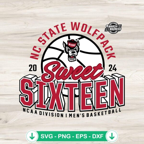 2024 NC State Wolfpack SVG file for Sweet Sixteen crafts