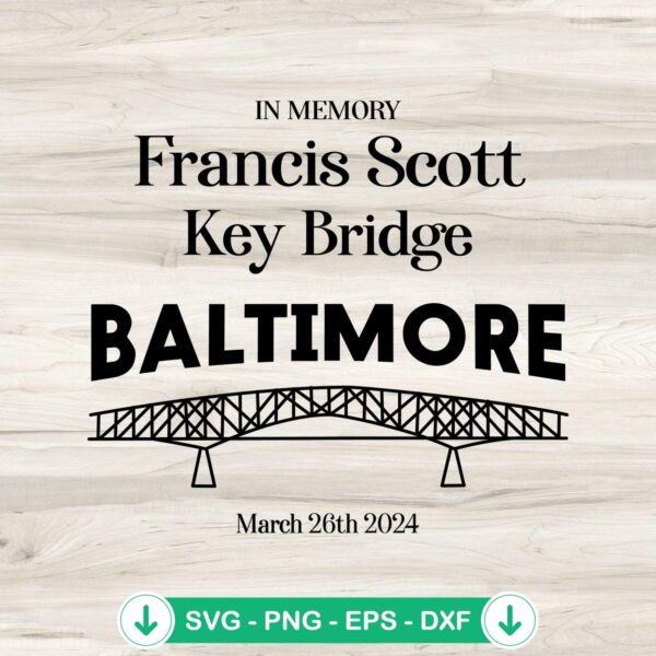 SVG file of the Francis Scott Key Bridge for Cricut projects
