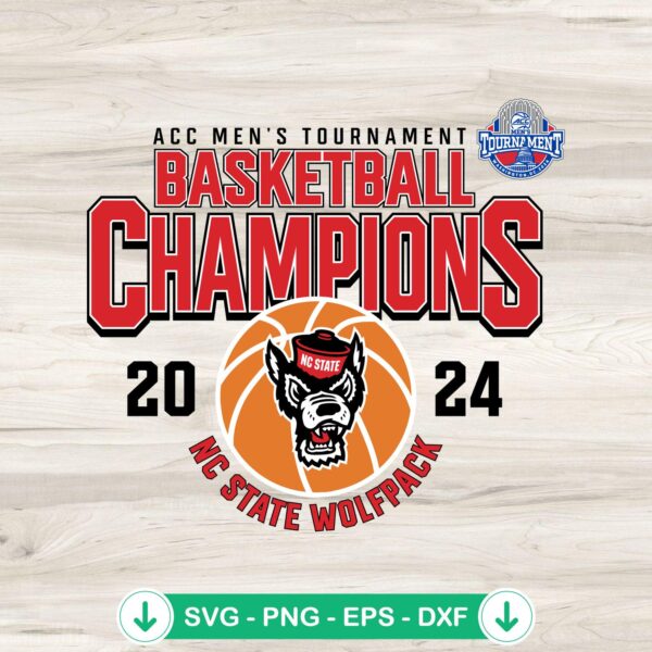 ACC Men's Tournament Basketball Champions SVG file for NC State Wolfpack