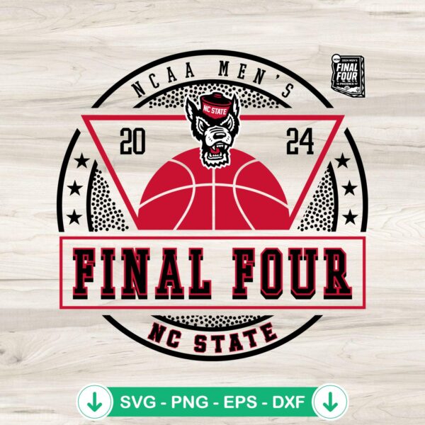 Retro 2024 NCAA Men’s Final Four SVG file for NC State Wolfpack