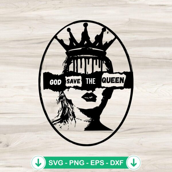 Retro God Save The Queen svg file for Taylor Swift fans