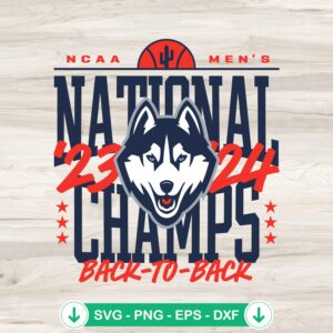 UConn Huskies Back-To-Back SVG file for Cricut cutting