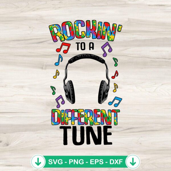 Rockin' To A Different Tune SVG file for boys kids autism awareness
