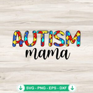 Custom Name Autism Mama Puzzle SVG file for Cricut