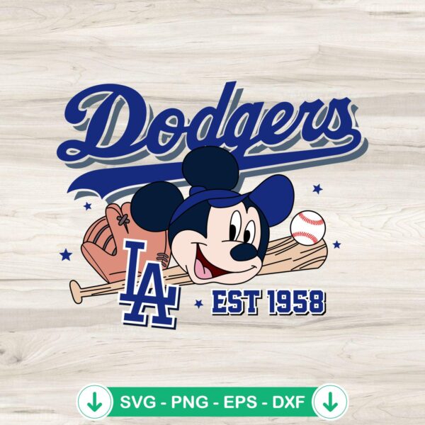 Los Angeles Dodgers Est 1958 SVG file for Cricut cutting machine