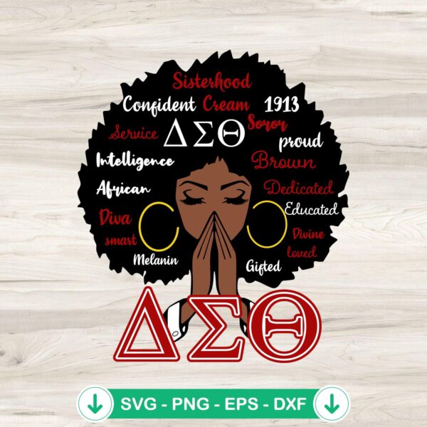Delta Sorority Natural Hair SVG file for Cricut cutting machine