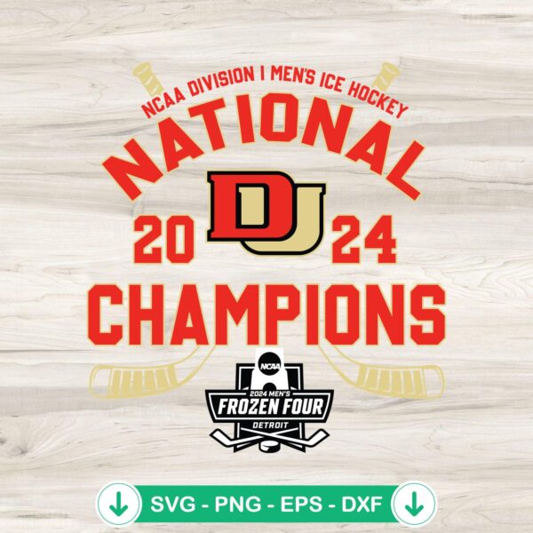 Denver Pioneers 2024 ice hockey champions svg file cricut svg cutting file