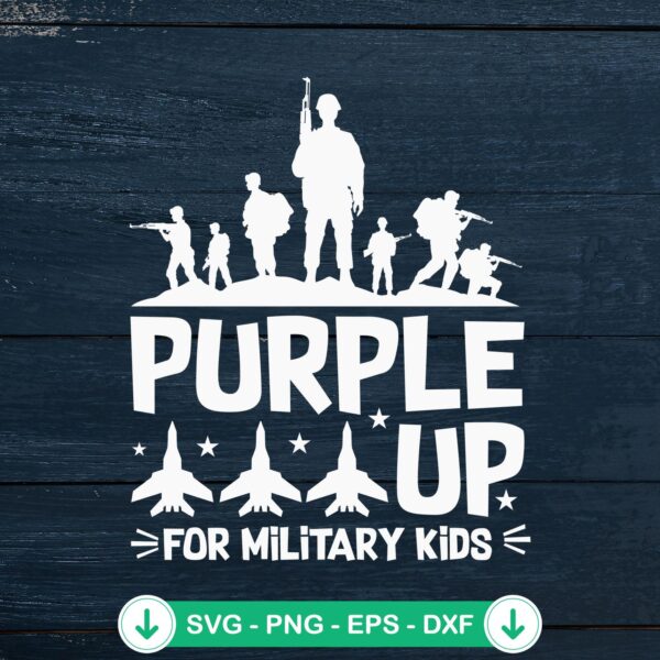 Retro Purple Up For Military Kids SVG file for cutting machines