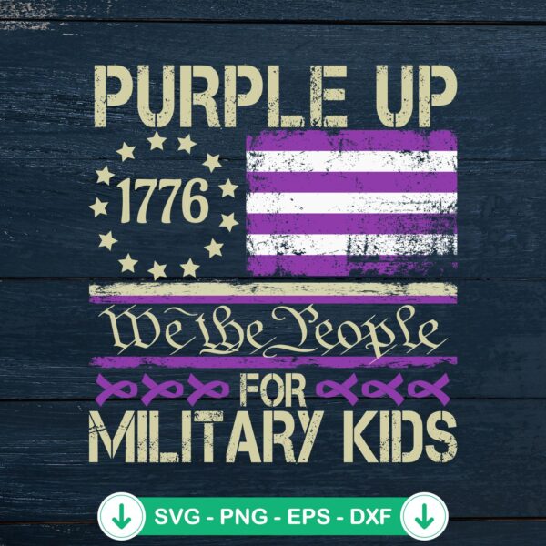 Vintage Purple Up For Military Kids SVG file, cricut svg cut file