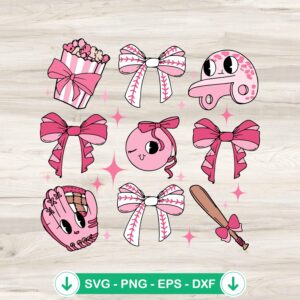 Pink Baseball Mom Era Tie Bow svg file for Cricut cutting file